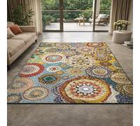 Strloepr Tapis Salon Chambre Table Salle a Manger Cuisine Décoration Maison,Motifs imprimés Modernes Abstraits géométriques colorés, Multicolores, 150 x 200 cm