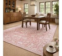 Strloepr Tapis Salon Chambre Table Salle a Manger Cuisine Décoration Maison,Rose Vintage Traditionnel, Blanc, Rose, 150 x 200 cm