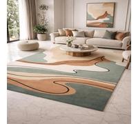 Strloepr Tapis Salon Table Basse Deco Coiffeuse Chambre Ado Fille Clean Girl,Abstrait Moderne Beige, Marron, Vert, Blanc, Noir, 120 x 185 cm