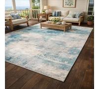 Strloepr Tapis Salon Table Basse Deco Coiffeuse Chambre Ado Fille Clean Girl,Abstrait Moderne Bleu et Beige, 120 x 185 cm