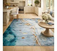 Strloepr Tapis Salon Table Basse Deco Coiffeuse Chambre Ado Fille Clean Girl,Abstrait Moderne Bleu, Jaune, Blanc, 120 x 185 cm