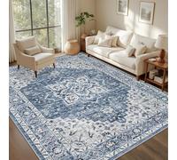 Strloepr Tapis Salon Table Basse Deco Coiffeuse Chambre Ado Fille Clean Girl,Bleu Oriental, Blanc, Gris, 120 x 185 cm