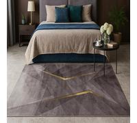 Strloepr Tapis Salon Table Basse Deco Coiffeuse Chambre Ado Fille Clean Girl, Décoration de Sol géométrique Moderne Grise et Jaune, Grise, 120 x 185 cm