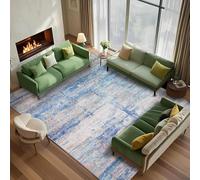 Strloepr Tapis Salon Table Basse Deco Coiffeuse Chambre Ado Fille Clean Girl,Moderne Abstract Bleu Orange Art Deco,Multicolore, 120 x 185 cm