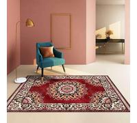 Strloepr Tapis Salon Table Basse Deco Coiffeuse Chambre Ado Fille Clean Girl,Motif Floral Oriental Orange Noir, Rouge, 120 x 185 cm