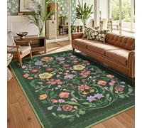 Strloepr Tapis Salon Table Basse Deco Coiffeuse Chambre Ado Fille Clean Girl,Room Decor Vintage rétro à Motif Floral Vert, Rouge, Jaune, Violet, Rose et Orange, 120 x 185 cm