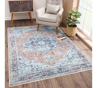 Strloepr Tapis Salon Table Basse Deco Coiffeuse Chambre Ado Fille Clean Girl,Traditionnel Vintage Bleu, Orange, Beige,Multicolore, 120 x 185 cm