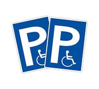 STROBO Lot de 2 panneaux XXL pour parking handicapés 30 x 40 cm en PVC robuste de 5 mm pour parking en fauteuil roulant uniquement avec carte d'identité avec protection UV