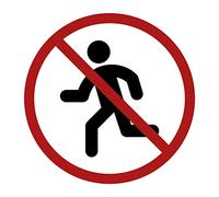 STROBO Lot de 25 autocollants d'interdiction des piétons Ø 9,5 cm panneaux d'interdiction panneaux d'obligation avec protection UV panneaux d'avertissement pour l'extérieur et l'intérieur. (9,5 x 9,5