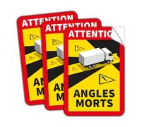 STROBO Lot de 3 autocollants Attention Angle Morts pour camions 25 x 17 cm
