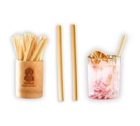 Strohkopf Naturstrohhalme Lot de 200 pailles jetables et durables en forme de tête de paille de 15 cm de long et 7-10 mm de diamètre, neutres au goût, stables et biodégradables, alternatives compostab