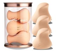 Strokes Beauty Lab Complexion Pro Beauty Blender Eponge, Peach, Lot de 3 pièces - Éponge de maquillage ergonomique et mélangeur de beauté, éponge essentielle de maquillage et de mélange, kit de