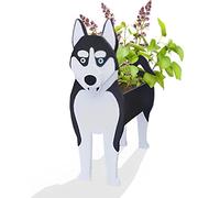 strolfay Pot de fleurs en PVC pour femme, pot de fleurs mignon en PVC pour intérieur et extérieur, pot de fleurs pour anniversaire, bureau, amoureux des animaux domestiques, 24 x 14,4 x 34 cm (husky)