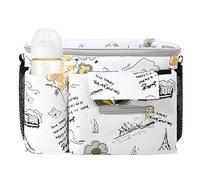 Stroller Caddy, Stroller Organizer Bag, Waterproof Storage, Transparent Touch Control Pocket, Secure Strap Design, Black/Gray, Ideal for Baby Car Travel, Moms, Kids