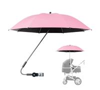 Stroller Umbrella - 82cm Black Coating 8 Rib Adjustable Clamp 1.8-3cm | Sun Shade With 360° Rotation Waterproof Anti UV Protection For Stroller Bike Wheelchair Beach Use | Pushchair Parasol