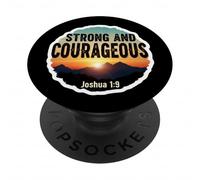 Strong and Courageous Bible Verse Citation Christian Joshua 1:9 PopSockets PopGrip Adhésif