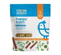 Strong Animals Happy Tract - Collation quotidienne pour poulets contenant des huiles essentielles d'origan, de cannelle et de thym, des prébiotiques, des multi-céréales, du maïs craquelé et des