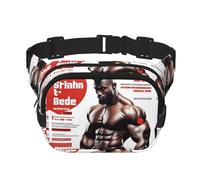 Strong Body Square Sac banane double couche avec sangle réglable pour activités de plein air, noir, taille unique, Noir , Taille unique