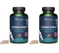 Strong Bones | Calcium Magnesium Zinc | RENFORCEMENT DES OS | Avec Trèfle Rouge | Sans Additifs Artificiels & Vegan | 180 Comprimés | Vegavero® (Lot de 2)
