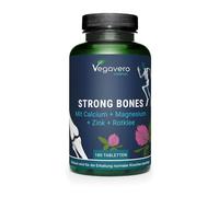 Strong Bones | Calcium Magnesium Zinc | RENFORCEMENT DES OS | Avec Trèfle Rouge | Sans Additifs Artificiels & Vegan | 180 Comprimés | Vegavero®