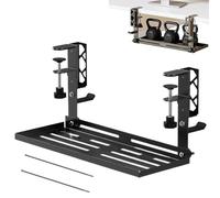 Strong Clamp Cable Tray, Drill Free Cord Organizer, 15.63 inch Metal Tray Clamp Mount, Heavy Duty Steel Mesh Wire Organizer, Under Desk Cables Design, Office Desk Cable Management