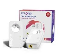STRONG CPL AV1000 Mbps, Prise Intégrée, Box CPL HomePlug AV2, Port Ethernet Gigabit, Plug & Play, Compatible avec Toutes Les Box, Mode économie d’énergie, Sécurité à Une Touche, Kit de 2 (PL1000S)