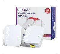 STRONG CPL AV600 Mbps, Box CPL HomePlug AV2, Plug & Play avec Bouton Pair, Port Ethernet 100 Mbps, Mode économie d’énergie, Design Miniature, Idéal pour Multi-TV, Kit de 2 (PL600M)
