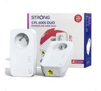 Strong CPL AV600, Prise Intégrée, Port Ethernet 100 Mbps, Kit de 2 | Plug & Play, Compatible avec Toutes les Box, Connexion Stable pour TV, PC et Décodeur