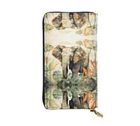 Strong Elephants. Portefeuille en cuir imprimé, 19 x 10,4 cm de long, porte-cartes de crédit, portefeuille de voyage portable