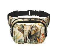 Strong Elephants. Sac à bandoulière imprimé tendance, sac de taille de randonnée, sac à bandoulière carré double couche de voyage et de fitness