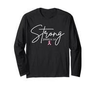 Strong Joshua 1:9 Sensibilisation au Cancer du Sein Foi chrétienne Manche Longue