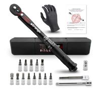 STRONG K® Clé Dynamométrique 1/4 de Torsion 5-25 Nm, Précision ± 3%, 18 Pièces Kit D'entretien pour Vélos Route Montagne avec Barre D'extension, Clé à Cliquet 1/4, Hex et Torx Bits, Douilles Allen