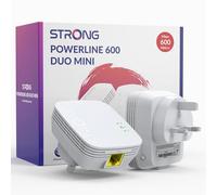 STRONG Kit adaptateur CPL AV600, HomePlug AV2 Powerline Ethernet Extender, Plug & Play, sécurité à un bouton, mode économie d'énergie, portée de 300 mètres, ports LAN 100 Mbps, idéal pour TV, PC