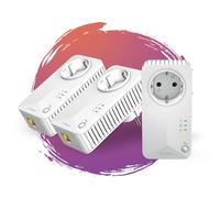 Strong - Kit Powerline 600 Triple EU - 3 adaptateurs Powerline 600 Mbps - Accès Internet Rapide - Prise intégrée - Portée de 300 m - pour Tous Les routeurs - Connexion LAN - Installation Facile -