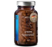 STRONG - Maca Noire Complexe avec Tribulus Terrestris, Codyceps Sinensis, L-Arginine, Ail Noir, Fenugrec, Ginseng, Zinc & Sélénium- 90 Gelules - Testosterone Homme Booster