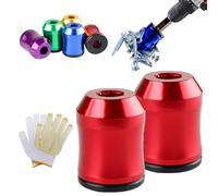 Strong Magnetic Screw Ring, Upgraded Screwdriver Head Magnetic Ring, 1/4 Inch Universal Aluminum Alloy Screw Rings Bit for Hex Screwdriver and Power Bits (2PCS Red)