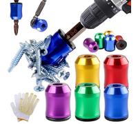 Strong Magnetic Screw Ring, Upgraded Screwdriver Head Magnetic Ring, 1/4 Inch Universal Aluminum Alloy Screw Rings Bit for Hex Screwdriver and Power Bits (5PCS)