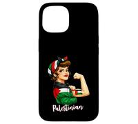 Strong Palestinian Girl Woman Girlfriend Palestine Flag Coque pour iPhone 15