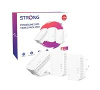 STRONG POWERL1000TRIMINIUK AV1000 Lot de 3 mini adaptateurs CPL Portée jusqu'à 300 m, aucune configuration nécessaire, prise britannique Blanc