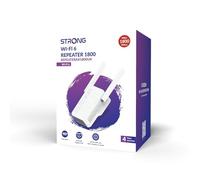 STRONG REPEATERAX1800UK Rallonge de portée Wi-Fi 6 AX1800, double bande, 1 port Gigabit et 2 antennes externes, mode pont et point d'accès, prise britannique