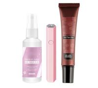 Strong Solid Gel Glue for Press Nails, Long-Lasting Nail Adhesive for False Nail Tips, Home Use Gel Nail Glue, Easy to Remove Nail Glue & Nail Remover Spray Kit,Gentle Solid Nail Glue