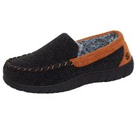 Strong Souls Chaussons mocassins en mousse à mémoire de forme avec doublure en fausse peau de mouton pour homme, Feutre gris., 44 EU