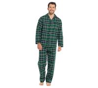 Strong Souls Pyjama traditionnel 2 pièces pour homme, Vert à carreaux, XL