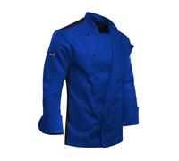 strongAnt Veste de Chef Homme avec Dos Extensible EasyClean Moderne à Manches Longues et Boutons Boule Slim Fit Bleu, XL