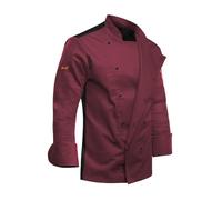 strongAnt Veste de Chef Homme avec Dos Extensible EasyClean Moderne à Manches Longues et Boutons Boule Slim Fit Bordo, L