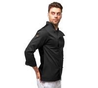 strongAnt Veste de chef pour homme avec dos et manches en dryMesh, uniforme de cuisine moderne easyClean à manches longues avec boutons boule - Noir, S