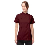 strongAnt Veste de cuisine pour femme à manches courtes ou longues avec boutons sphériques en coton, easyClean. uniforme de cuisinier, veste de boulanger, bordeaux, XS