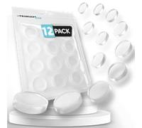 Strongest Home Butee de Porte Murale 20 mm (Lot de 12) - Butoir Porte Adhesif en Caoutchouc Transparent - Tampon Porte Rond - Protege Poignee de Porte - Autocollants Robuste mais Facile à Décoller