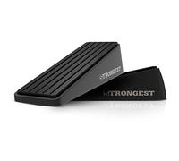 Strongest Home Butoir de porte robuste en zinc et caoutchouc de haute qualité - Lot de 2 Noirs - Convient à toutes les portes et tous les sols - Plus un lot de 2 protections murales autocollantes.