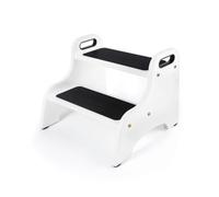StrongTek Tabouret 2 Marches Bois - Capacité 136 kg (Blanc)